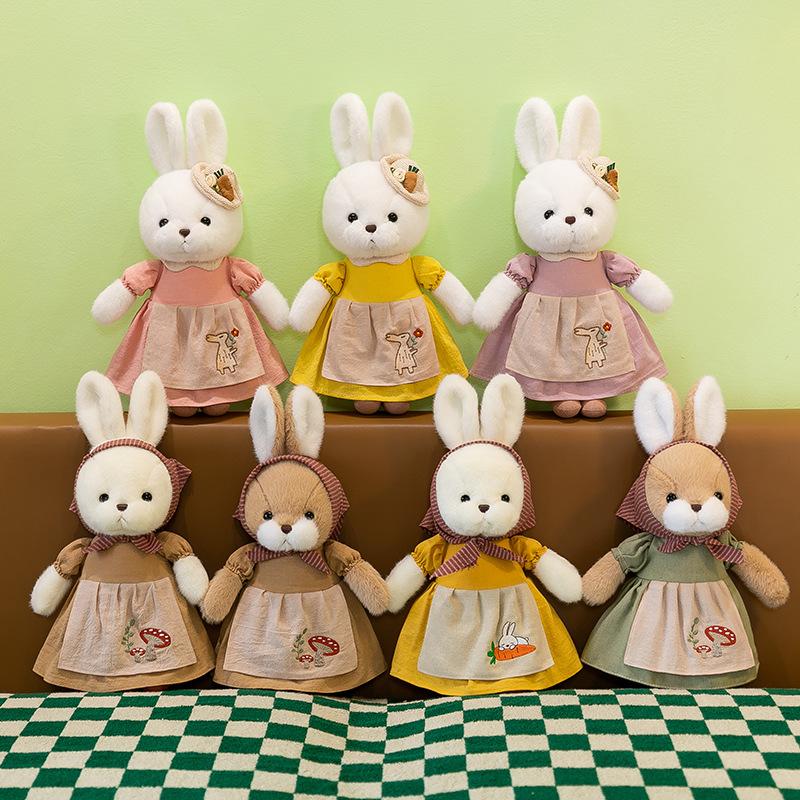 New Cute Pastoral Rabbit Plush Toy Rag Doll Children's Apron Rabbit Doll for Girls
