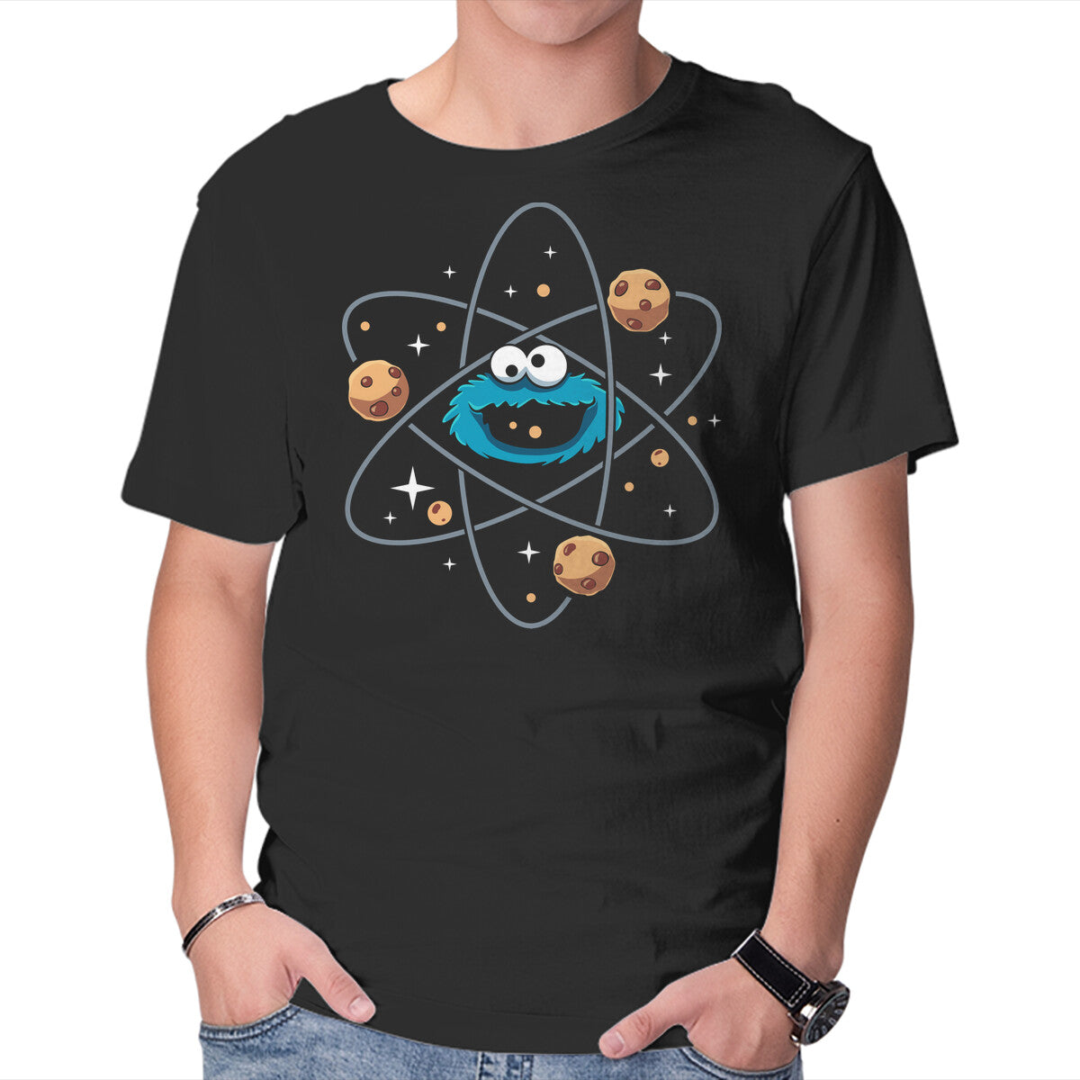 Unisex Crew Neck T-Shirt Cookie Atom Graphic Short Sleeve Casual Tee M