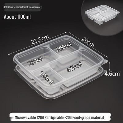 Jednorazowe pudełka na lunch na wynos z 4 przegródkami