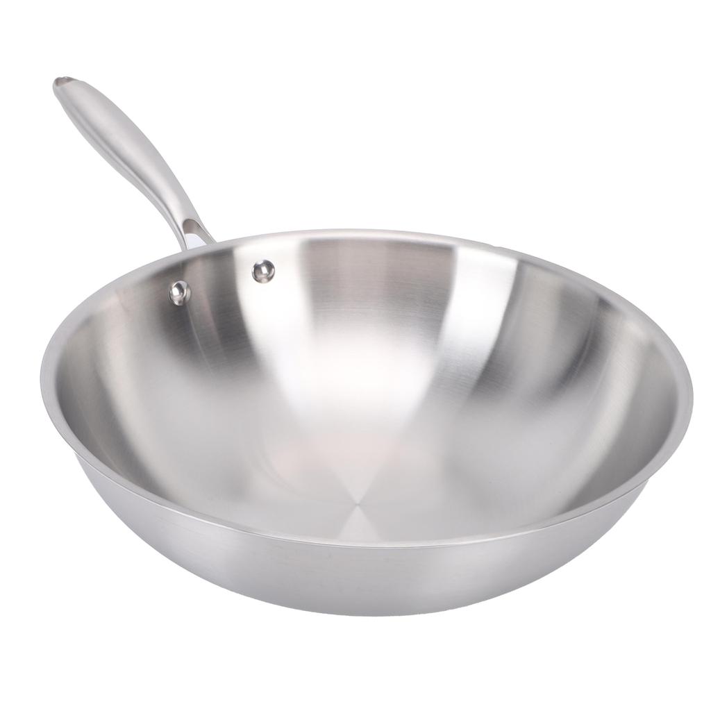 Wok with Handle 304 Stainless Steel Nonstick Stir Fry Pan Wok Cookware for Induction Electric Gas All Stove