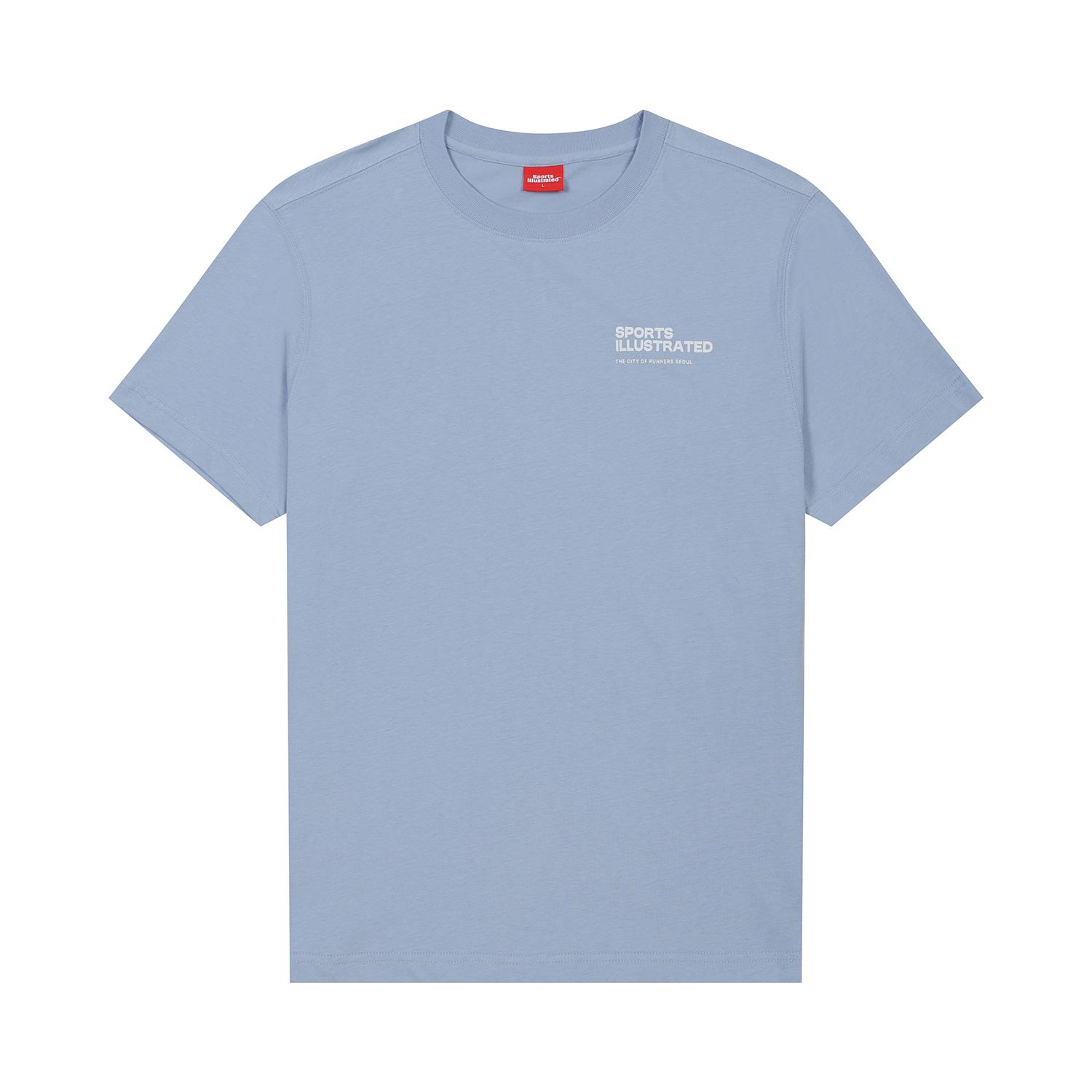 Sports Illustrated Running Graphic Round T-Shirt (Blue) L