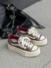 European 2025 New Leather Thick-soled Small Height-increasing Canvas Shoes Casual Fashion Single Shoes Comfortable Foreign Style Trendy Shoes