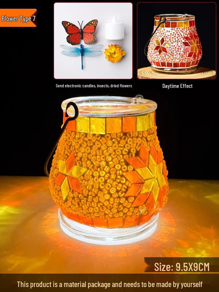 Handmade DIY Mosaic Lantern Kit: Early Education, Parent-Child Activity, Creative Team Building, Gift Toy, Flower Lantern Craft