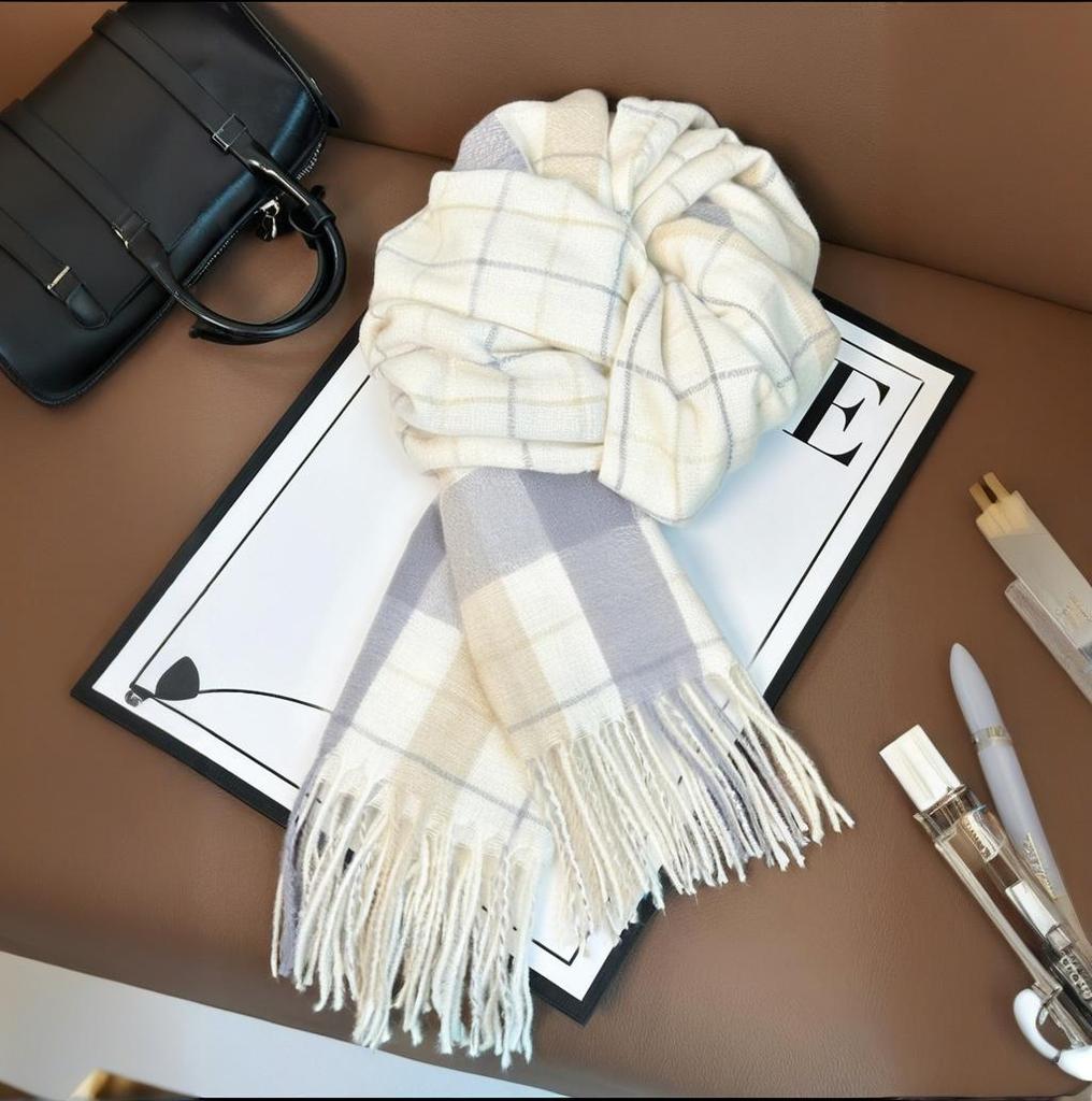 Women's Korean Style Plaid Scarf 2025 - High-End, Versatile Shawl & Neck Warmer for Winter