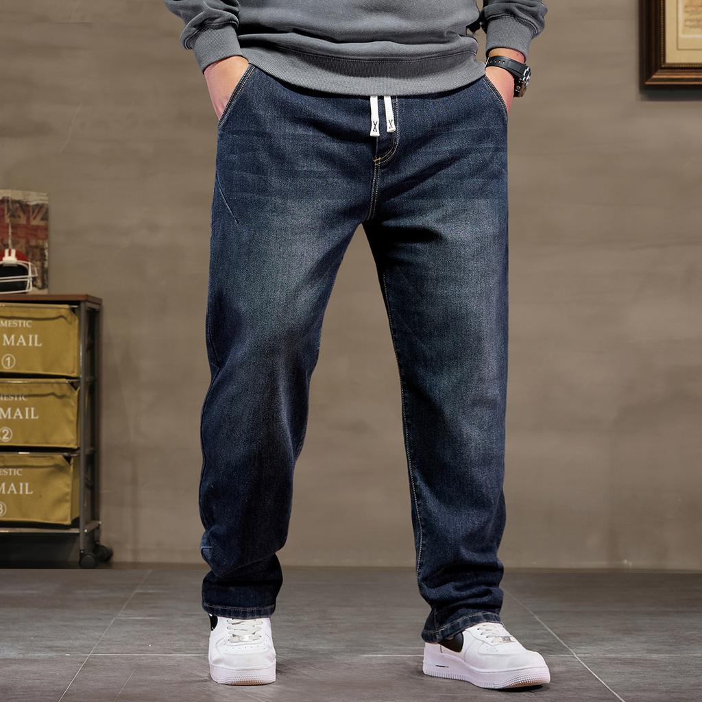 Extra Big Size Jeans Men High Elastic Waist Baggy Denim Pant Male Plus Large Loose Slim Fit Cowboy Trouser 8XL Classic