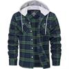 Pánská flanelová košile na podzim a zimu, bavlněná košile s dlouhým rukávem s kostkovaným vzorem, ležérní košile s kapucí