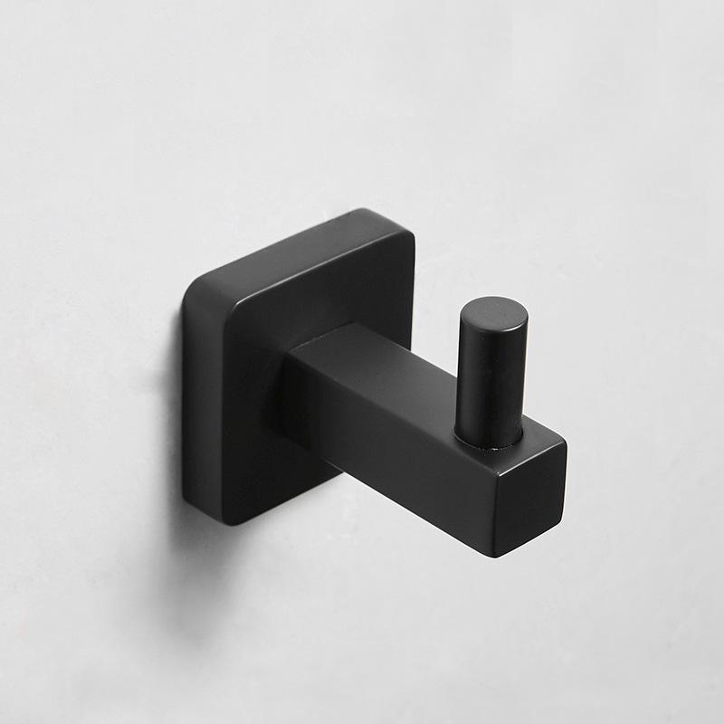 Black 304 Stainless Steel No-Drill Coat & Hat Hook for Bathroom or Entrance