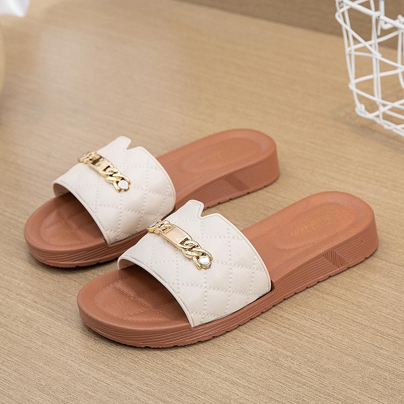 Fashion Women Sandals Summer One Word Slippers Non-Slip Womens Flat Slippers Size Is Too Small It Is Recommended To Buy One Size Larger