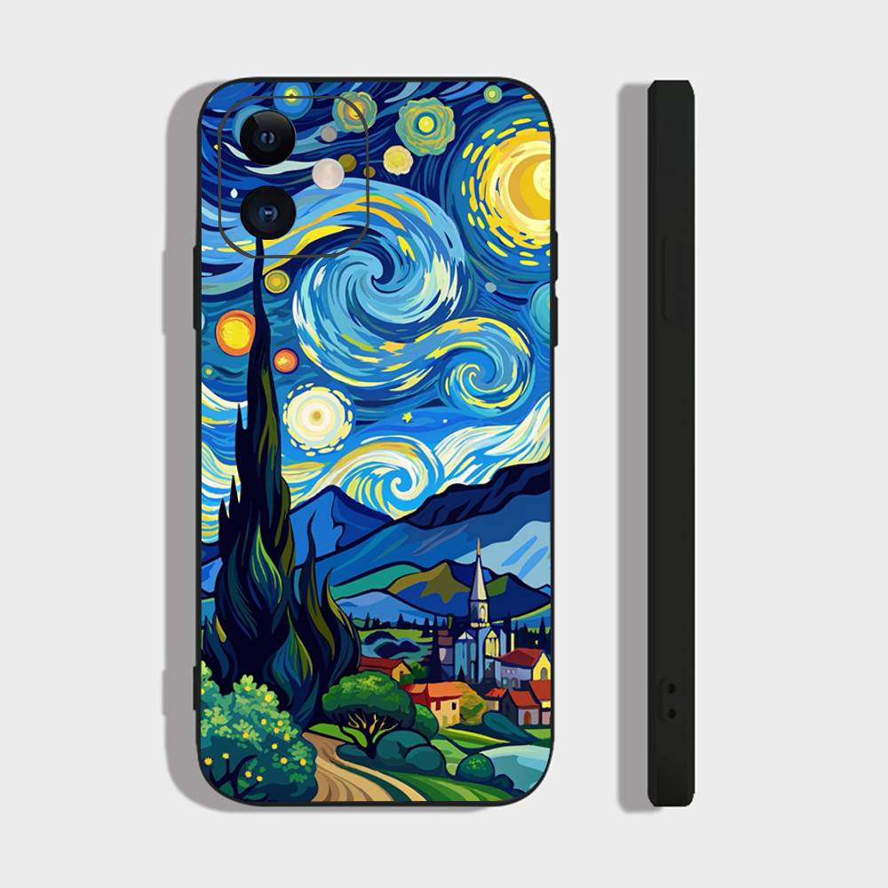

The Starry Night Art Phone Case For IPhone 17 Air 16 15 14 13 Pro Max 11 12 Black Silicone Cover IPHONE 11PRO