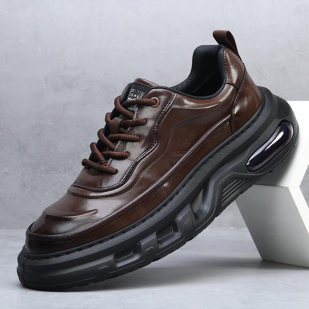 Autumn Winter Increase Platform Sneakers for Men Genuine Leather Casual Shoes Male Fashion Lace Designer Sports Board Shoes Man
