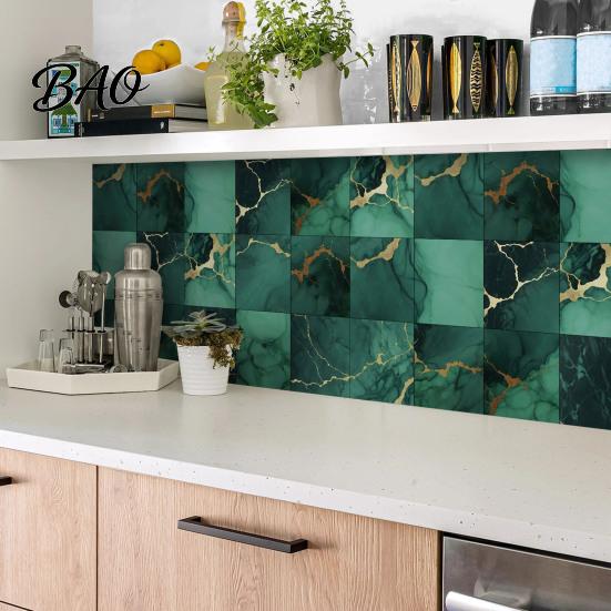 High Definition Marble Pattern Films 12PCS Imitation Wall Stickers, Self-Adhesive Waterproof EVA Peel And Stick Tiles Tiles, Scratch Resistant