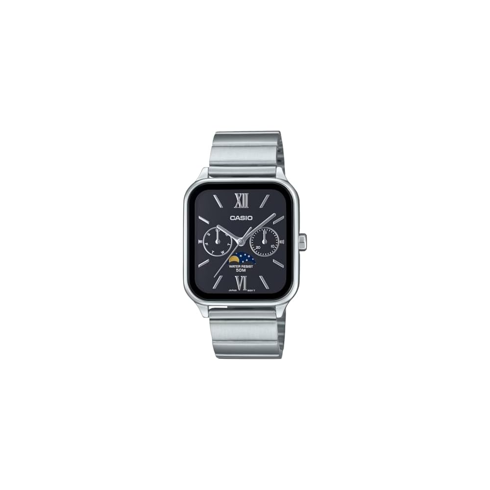 Casio Standard Moon Phase Analog Men s Watch MTP-M305D-1A2V Metal Band Black
