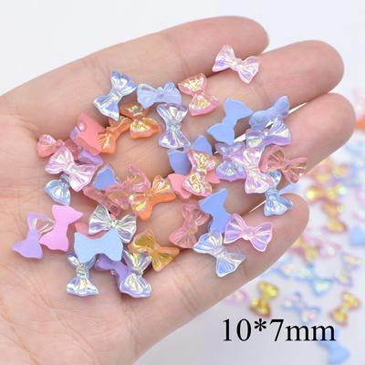 40Pcs 10*7mm Colorido Mini Laço Gravata Cabochão Scrapbooking DIY Resina Pedra Nail Art Ornamento Patches Acessórios
