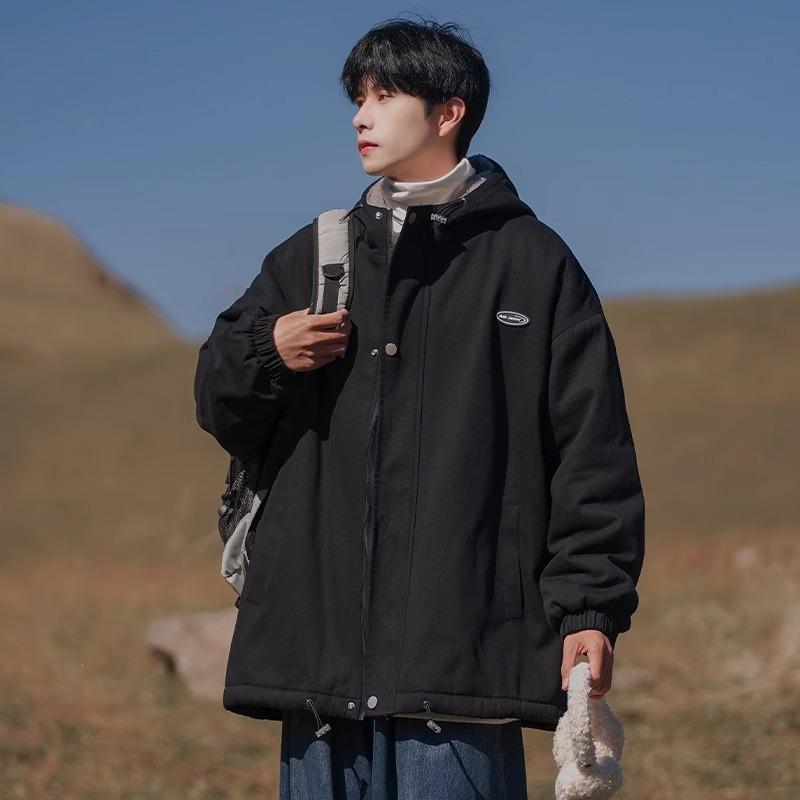 Men's Autumn and Winter New Cashmere Thickened Cotton Coat