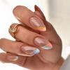 24 Pcs Wine Red Almond Press On Nails Medium Length Full Cover False Nail Tips Simple Wearable Manicure