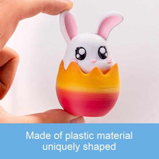 Easter Bunny Decoration Spring Rabbit Figurine with Egg Base for Home Office Desk Shelf Window Sill Decor