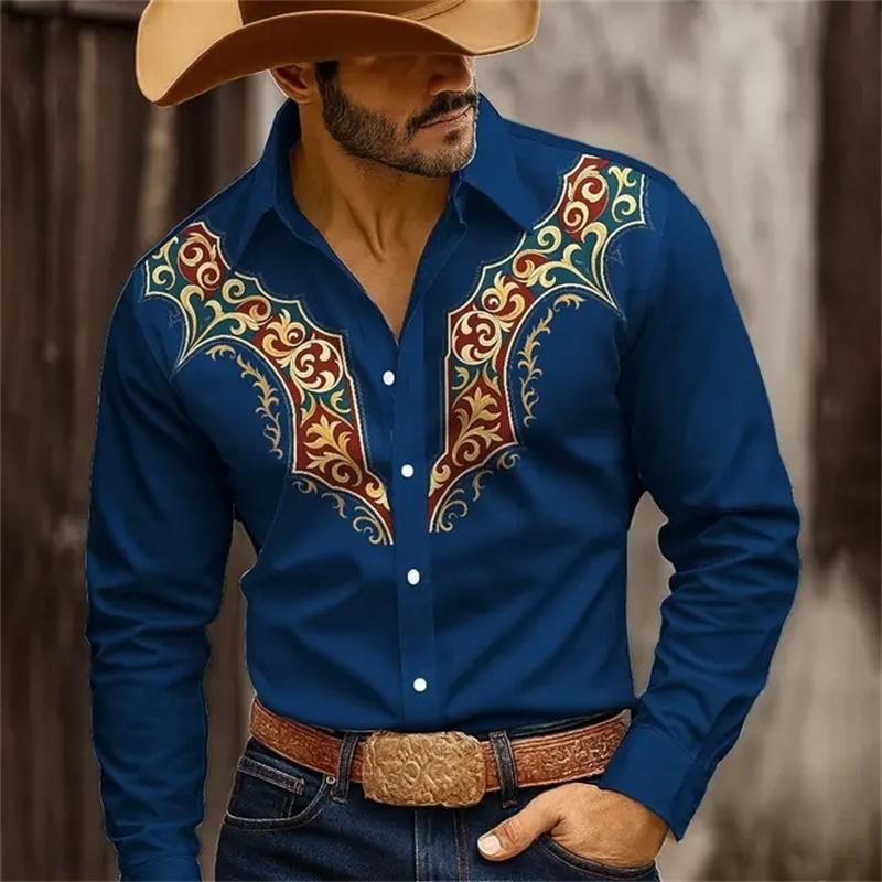 Men's Shirt 3D HD Printing Western Cowboy Style Men's Top Fashion Casual Design High Quality Comfortable Fabric