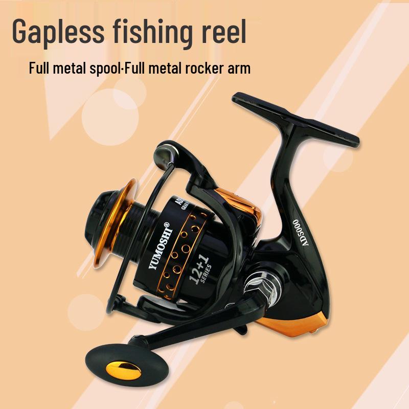 

YUMOSHI AD Spinning Fishing Reel, Sea Rod Reel with Metal Rocker Arm, Gapless Design Model 1000