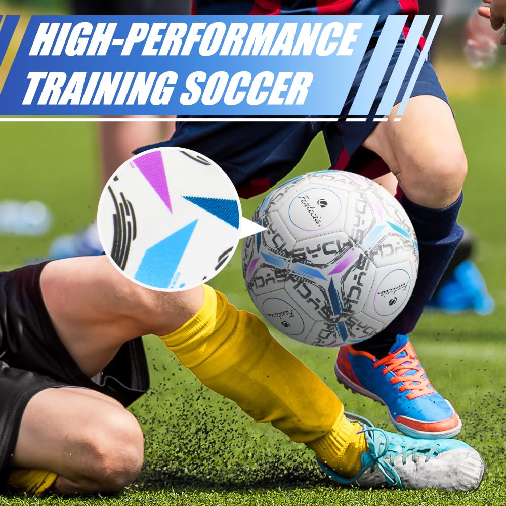 Fantecia Football Taille Standard Cuir Football avec Football d'Entraînement pour Enfants et Adultes 5, Pompe,