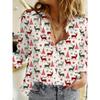 Magliette da donna a maniche lunghe con stampa 3D natalizia Blusa natalizia casual per feste Top con bottoni per donna Abbigliamento da esterno