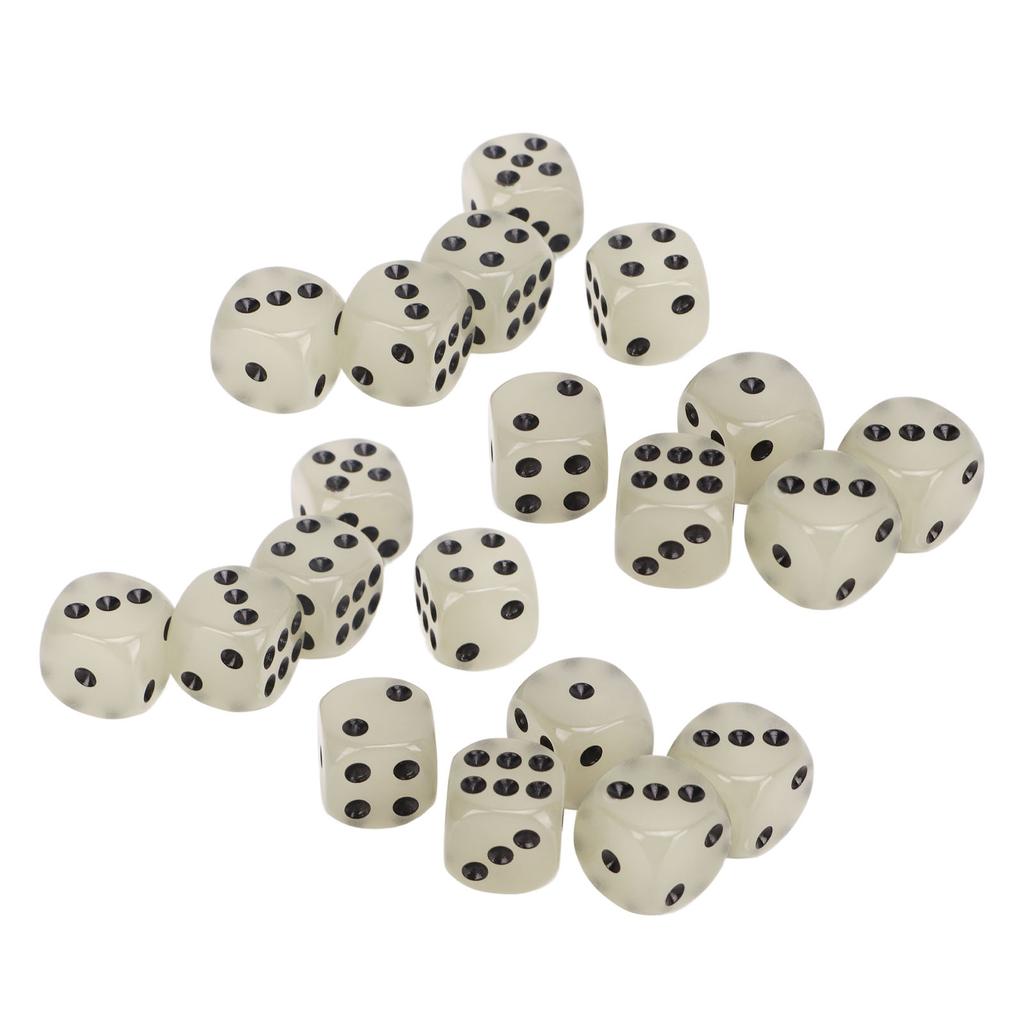 20 Pieces Glowing Dice Medium Black Dot Classic Plastic 6 Sided Dice Table Game Dice for Board Games