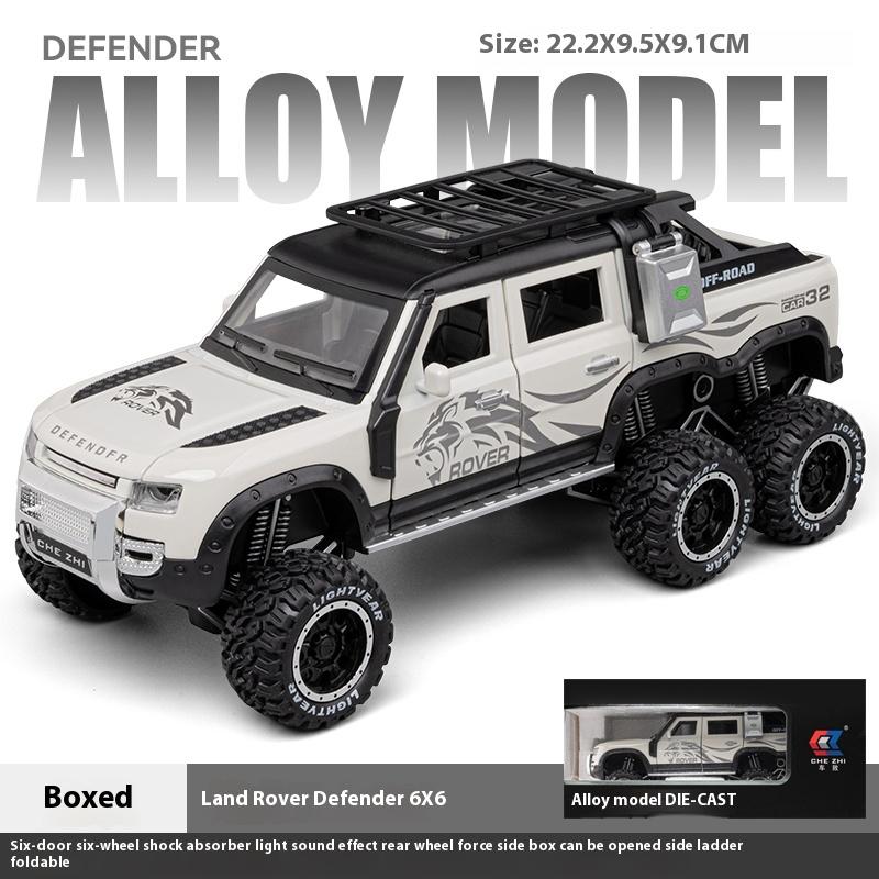 1/24 Land Rover Defender Six-Wheel Off-Road Vehicle Model Simulation Sound Light Children's Game Toy Car Boy Gift