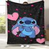 Kawaii S-Stich Cartoon Flanelldecke, Ultraweiche Warme Plüschdecke für Zuhause Schlafzimmer Bett Sofa Abdeckung Camping Picknick Geschenk Kinder