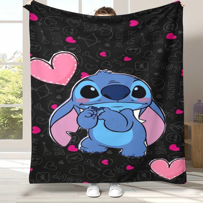 

Kawaii S-Stitch Cartoon Flannel Blanket,Ultra Soft Warm Plush Throw for Home Bedroom Bed Sofa Cover Camping Picnic gift kids 75x90cm