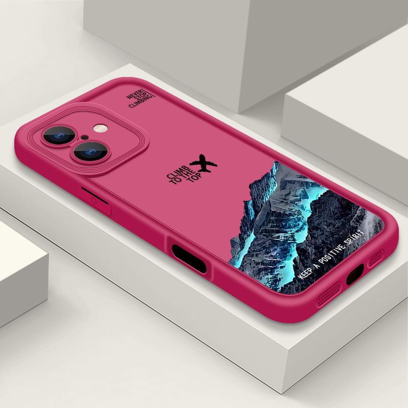 Custodia Antiurto con Motivo Montagna Aereo Per iPhone 16 Pro Max 15 Plus 14 Pro 13 12 11 XS XR 8 7 TPU Morbido Opaco Silicone Cover Guscio