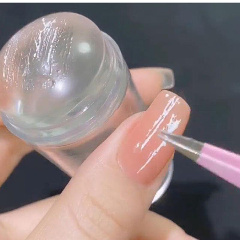 Transparente Nagelschablonen mit Schaber, Gelee-Silikonstempel für französische Nägel, Maniküre-Sets, Nagelkunst-Stempelwerkzeug-Set