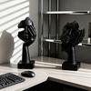 Abstracte Denker Beeldje Geen Gehoor Geen Zicht Geen Spraak Modern Hars Hoofd Beeldje Verzamelaar Beeldje voor Huis Kantoor Boekenkast Bureau Decoratie