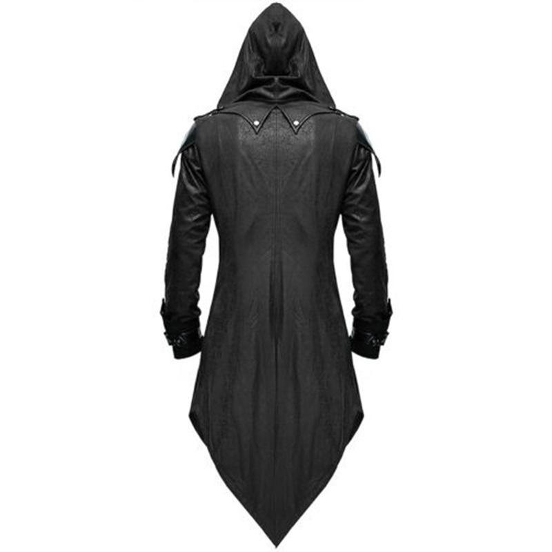 Giacca con Cappuccio Patchwork da Signore Medievale per Uomo Costume Cosplay di Halloween
