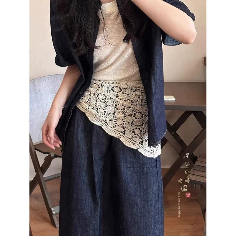 Pañuelo triangular de encaje calado estilo vintage para mujer, accesorio decorativo elegante