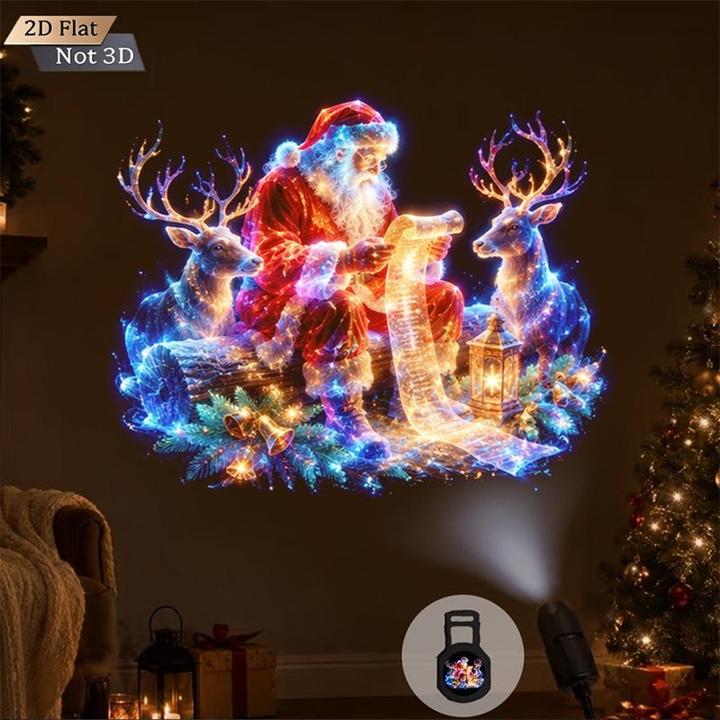Usb Christmas Projector Light 12 Patterns Xmas Projection Lamp Flexible Gooseneck For Home Party Bedroom Decor Ambience Lighting