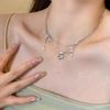 New 925 Silver Heart-Shaped Double Layered Tassel Necklace For Women Exquisite Cross Star Collarbone Chain JewelryGift