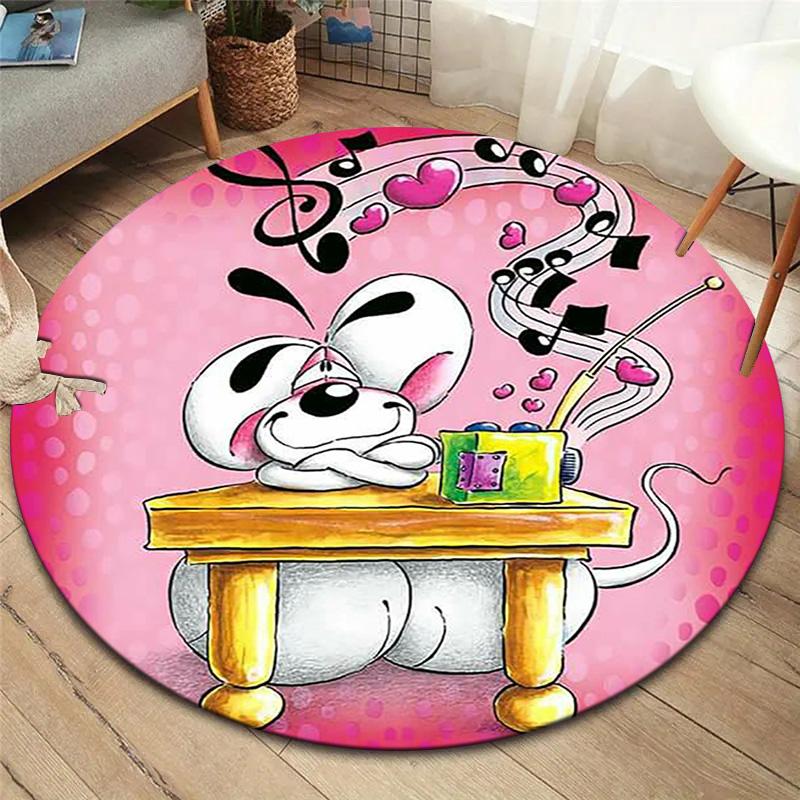 Diddl Round Area Rug,Carpet Rug for Living Room Bedroom Sofa Playroom Decor,Non-slip Floor Mat
