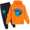 Fashion Mr Beast Lighting Cat Childrens Boys Sweater Cotton Hoodies and Pants Sets