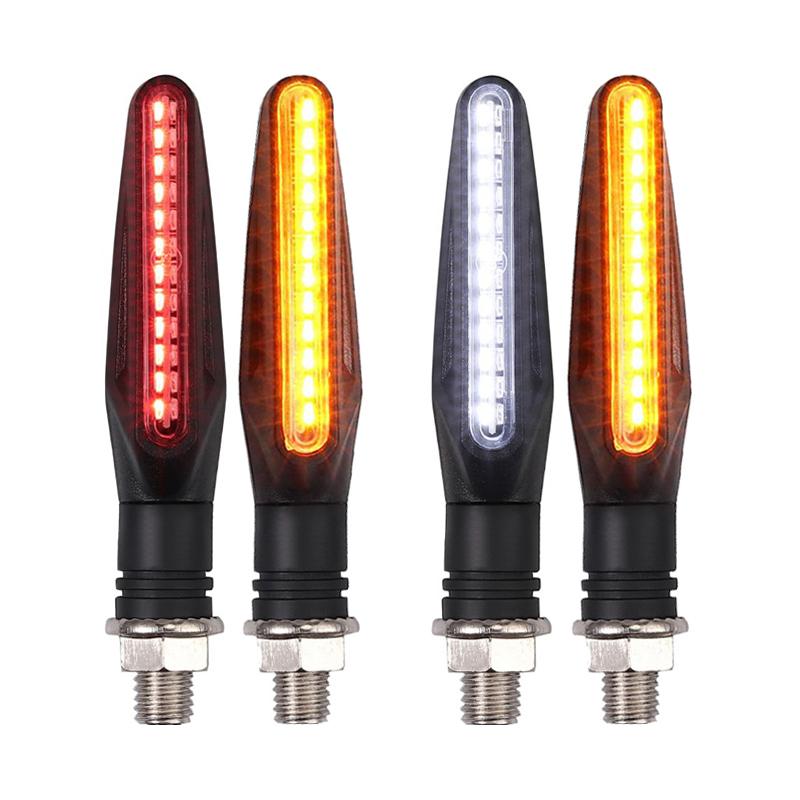 Motorcycle LED Turn Signal Lights White Red Amber Flowing Indicators Front Rear Light 24Led Flasher Blinker For Dirt Bike Sport