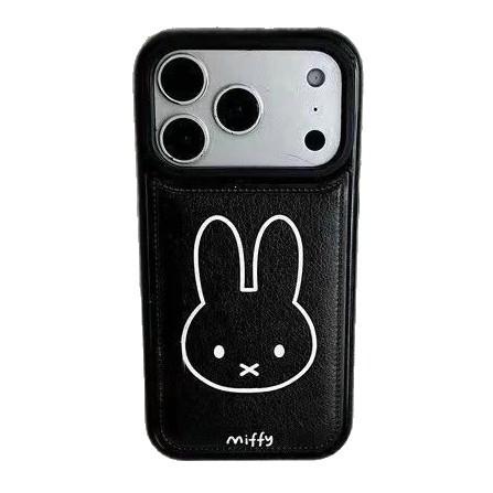Line Miffy Rabbit bulge bag leather pattern for iPhone17Promax mobile phone case Apple 16 cute 15 soft 14 sets