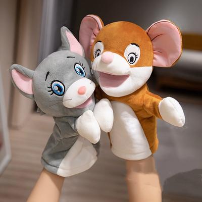 28cm Kawaii Tier Maus und Katze Kuscheltier Handpuppen Lernspielzeug für Familienspielzeit Puppe