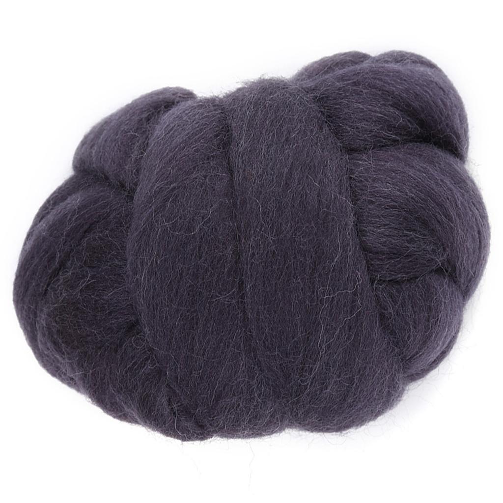 55g Colored Needle Felting Wool Roving Spinning Sewing Trimming Handiwork Material (Dark Gray)