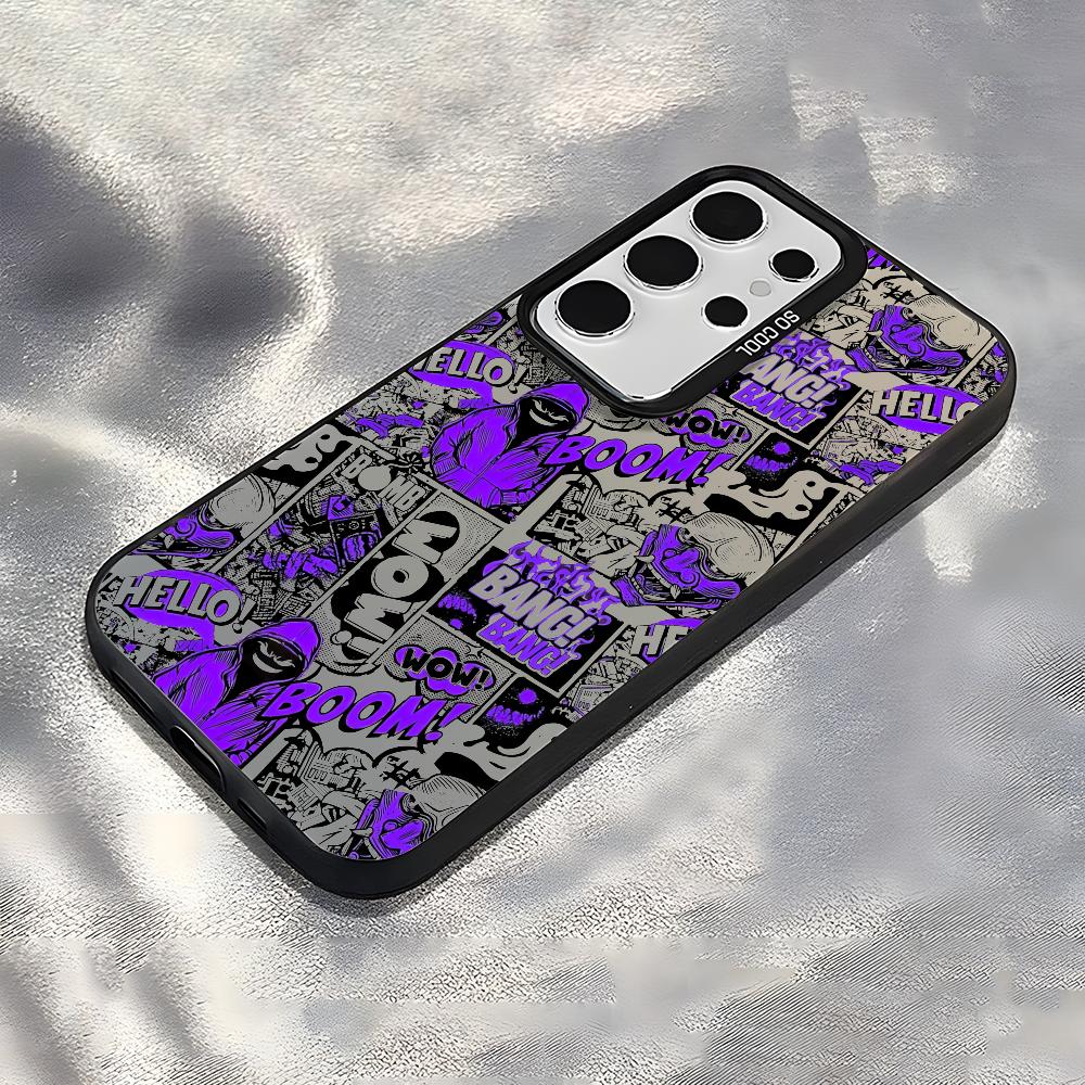 Fashion Cartoon Graffiti Phone Case For Samsung Galaxy S25 Edge S24 S23 S22 S21 S20 Ultra Funda Silicone Silver Cover