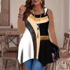 Modische Damen-Freizeit-Sport-Weste mit Doppelring, Marmor- und Geometrie-Musterung, Unregelmäßiger Saum, Elegant und Schlicht
