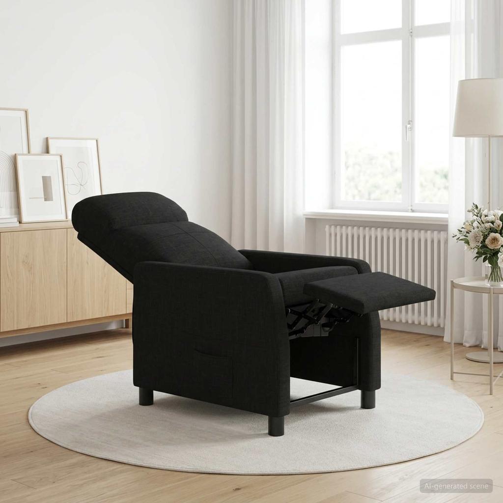 Recliner Chair Black Fabric