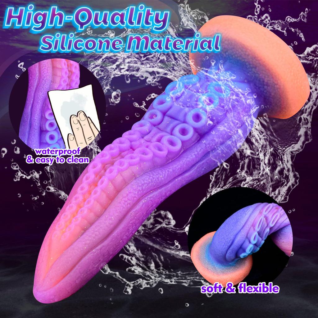 Luminous Silicone Octopus Phallus Super Large Anal Plug Self-Stimulator for Women