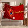 Coperta in pile personalizzata Lamine Yamal con logo del calcio, testo con nome personalizzato, morbida, calda, coperta da divano per la casa