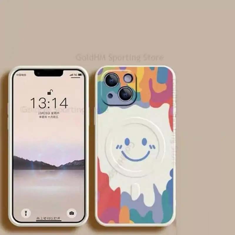 Pro Magsafe silikonové pouzdro na telefon pro iPhone 16 Pro Max Graffiti Magnetický kryt Magsafing pro Apple 15 13 12 Pro Max 14 16 Pro 7 8 Plus SE 2022 Fundas