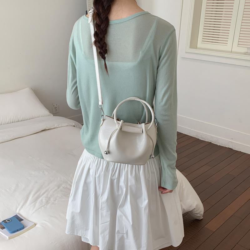 Mini Bucket Handbag for Women Fashionable Drawstring Tote Bag with Adjustable Shoulder Strap Casual Daily Use Bag