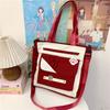 Sweet tote bag large capacity cute multi-compartment contrasting color shoulder bag messenger bag tutoring bag