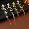 Zinc Zinc Alloy Long Tassel Dangle Earrings Gold Silver Ear Jewelry Elegant Bamboo Leaf Earrings  Gift